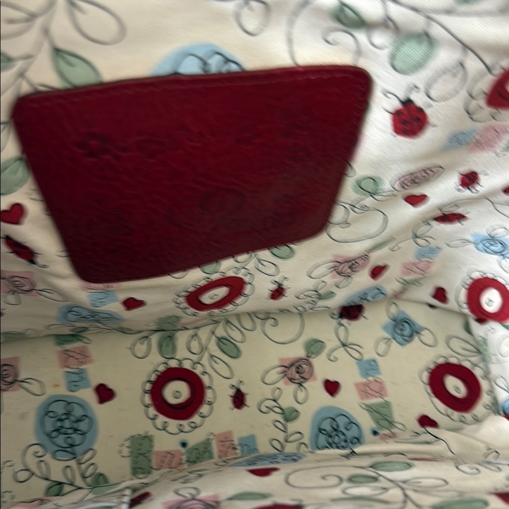 Brighton Patricia Straw Floral Deep Red Leather Handbag/Tote - Picture 13 of 16